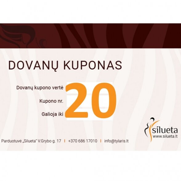 20 EUR vertės SILUETA dovanų kuponas