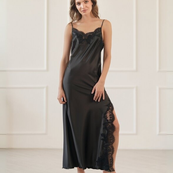 KOMILFO Obsidian silk nightdress 2