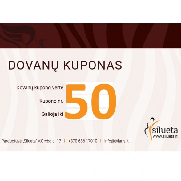 50 EUR vertės SILUETA dovanų kuponas