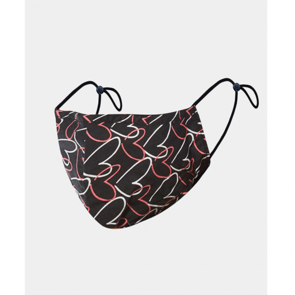 Face mask Hearts black 2