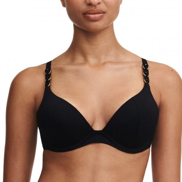 Chantelle Emblem Black push-up swim bikini top 1