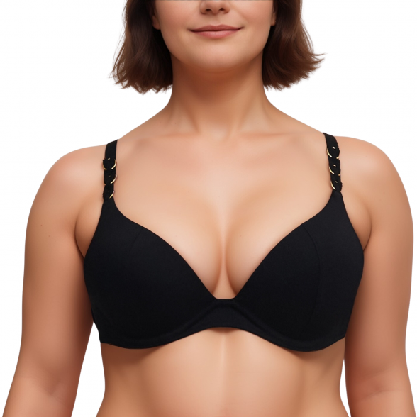 Chantelle Emblem Black push-up swim bikini top