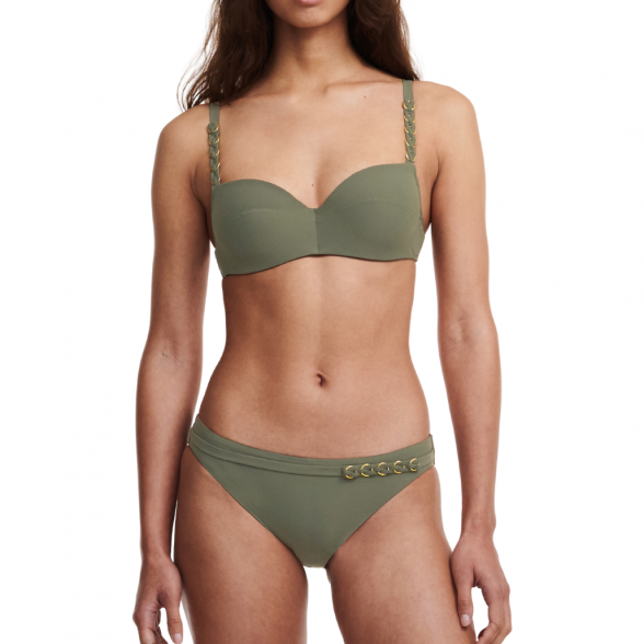 Chantelle Emblem Khaki Green maudymosi kostiumėlio liemenėlė su pakietinimu 1