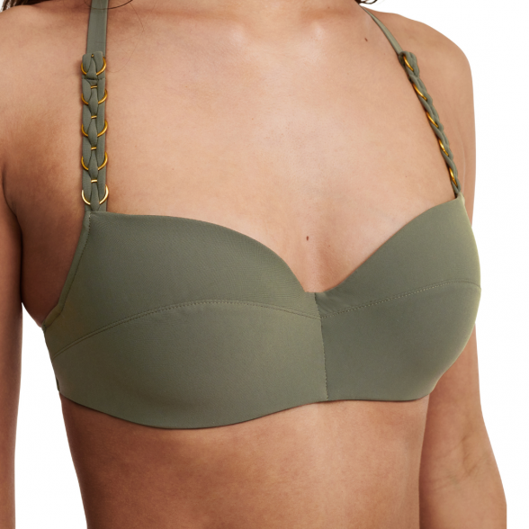 Chantelle Emblem Khaki Green maudymosi kostiumėlio liemenėlė su pakietinimu 2