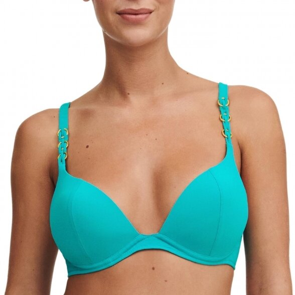 Chantelle Emblem Lake Blue push-up swim bikini top bandeau