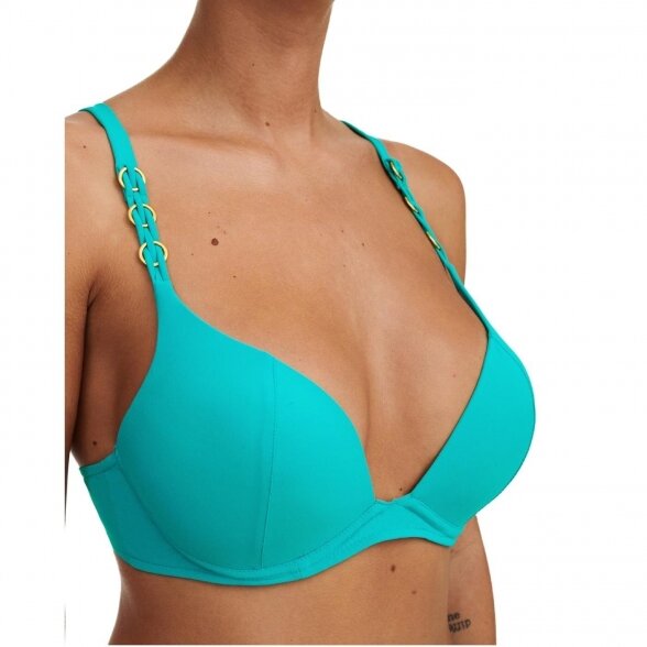 Chantelle Emblem Khaki Green push-up swim bikini top bandeau