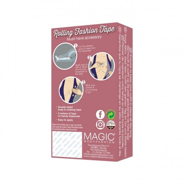 MAGIC Fashion Tape divpusēja caurspīdīga līmlente drēbēm 3