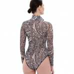 RODASOLEIL Fake zebra smart swimsuite with sleeves and zipper