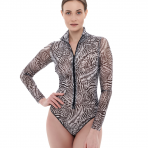 RODASOLEIL Fake zebra smart swimsuite with sleeves and zipper