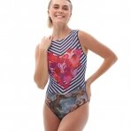 RODASOLEIL Stripes smart sleeveless swimsuit