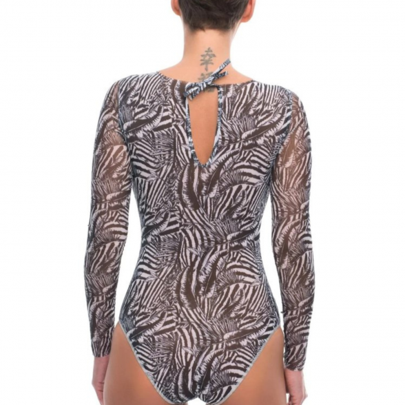 RODASOLEIL Fake zebra smart swimsuite with sleeves 1