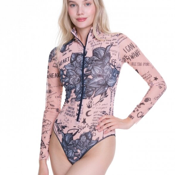 RODASOLEIL Nude Body-Art smart swimsuite with sleeves and zipper 1