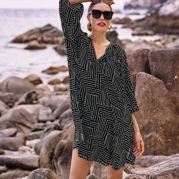 ROSA FAIA Manihi black white beach tunic 3