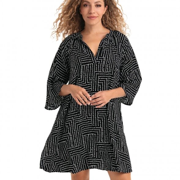 ROSA FAIA Manihi black white beach tunic