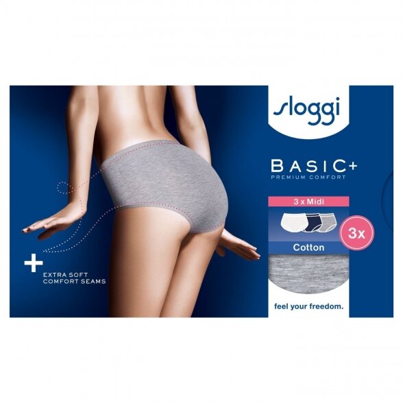 SLOGGI Basic+ Midi трусы слипы из хлопка, 3 штуки 1